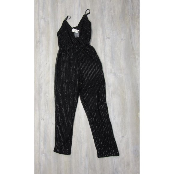 EXPRESS BLACK  SKINNY LEG SEQUINED JUMPSUIT - Picture 5 of 6
